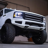 92-96 Ford F-Series/Bronco LUXX-Series LED Projector Headlights Alpha-Black