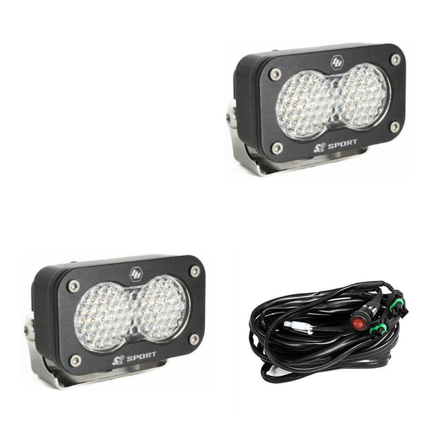 Lampe de travail LED avec lentille ambre, paire de motifs de travail/scène S2 Sport Baja Designs