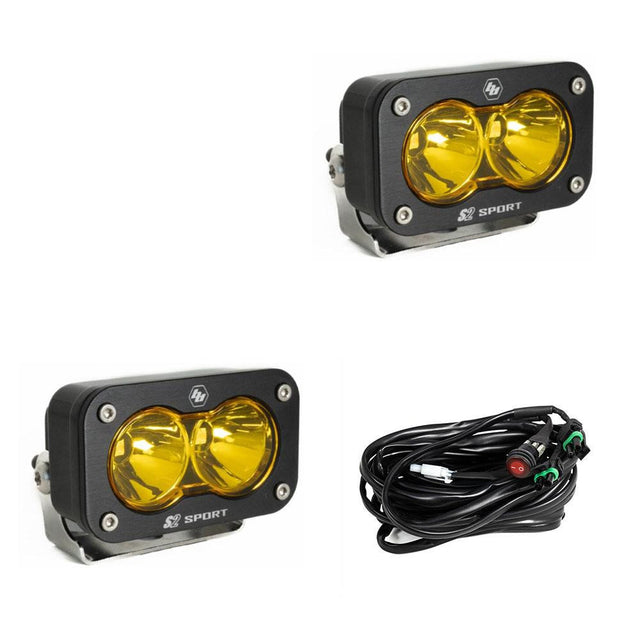 Lampe de travail LED avec lentille ambre, paire de motifs de travail/scène S2 Sport Baja Designs