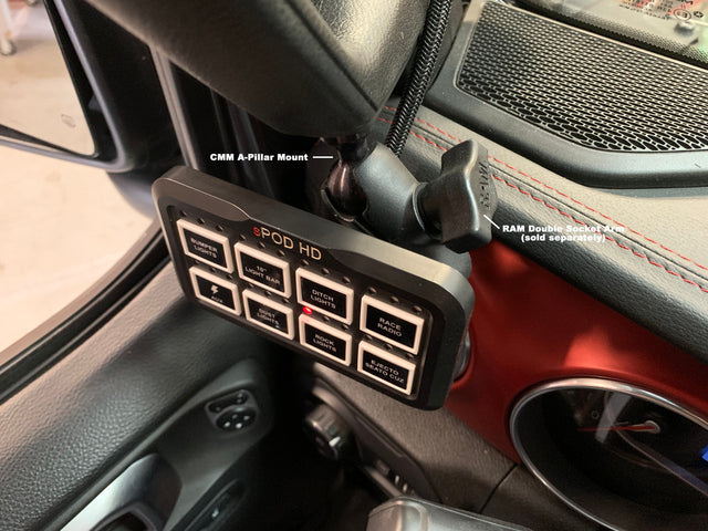 CMM A-Pillar 1-Inch Ball Mount Solution - Jeep 2018-23 Jeep JL Wrangler/JT Gladiator
