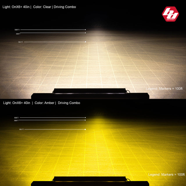 Barre lumineuse LED de 50 pouces, modèle de conduite large ambre, série OnX6, conceptions Baja