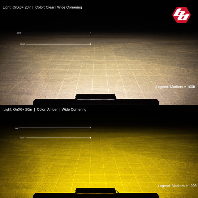 Barre lumineuse LED de 50 pouces, modèle de conduite large ambre, série OnX6, conceptions Baja