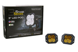Stage Series 3" Ss3 Blanc Led Pod Encastré (Paire) 
