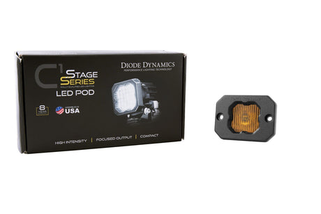 SSC1 Yellow SAE Fog Flush Mount LED Pod (one)