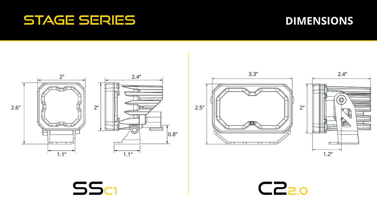 Kit d'éclairage de fossé à LED de la série Stage pour Toyota Tacoma 2016-2023