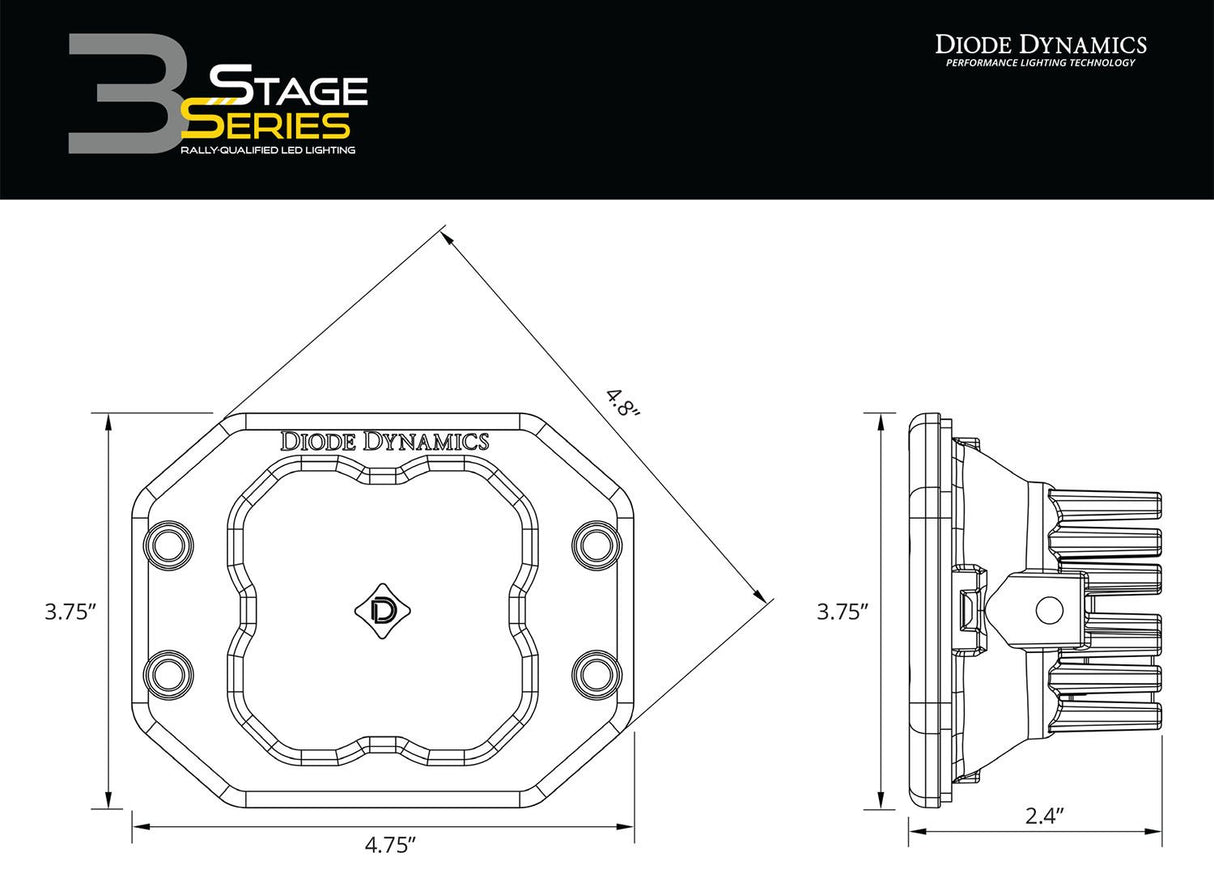 Stage Series 3" Ss3 Blanc Led Pod Encastré (Paire) 