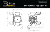 Kit de feux antibrouillard verticaux SS3 SAE/DOT Ram