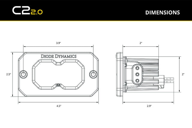 C2 2.0 Yellow Max Flush Mount LED Pod (one)