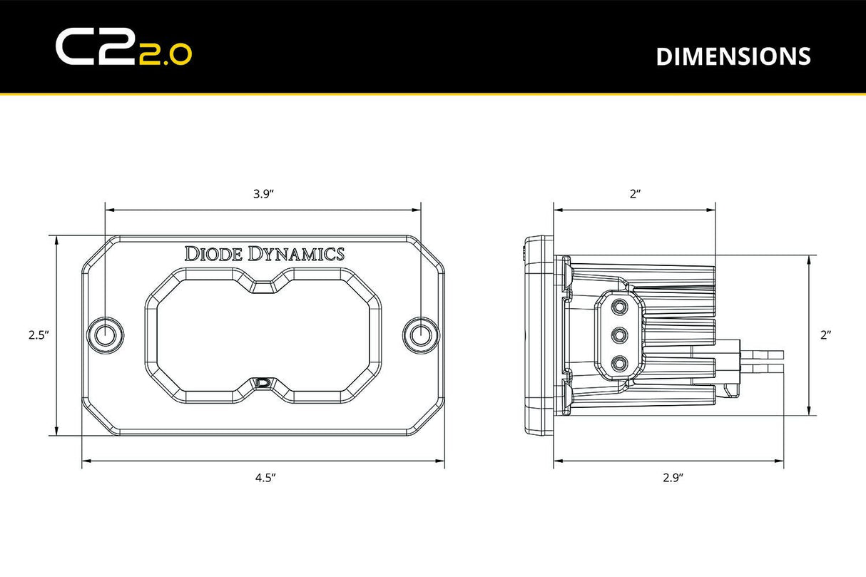Stage Series C2 2" Sae/Dot Jaune Pod Led encastré (paire)