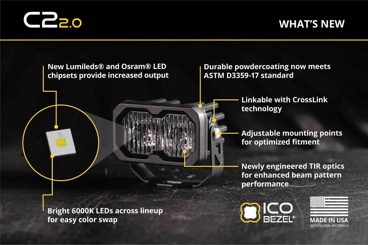 C2 2.0 SAE Yellow Pro Standard LED Pod (one)